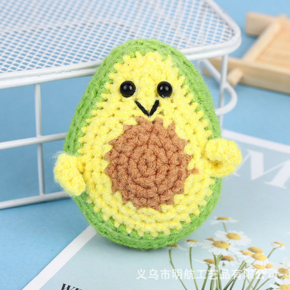 Cross-Border Crocheted Avocado New Plush Handmade Funny Expression Bag Cute Doll