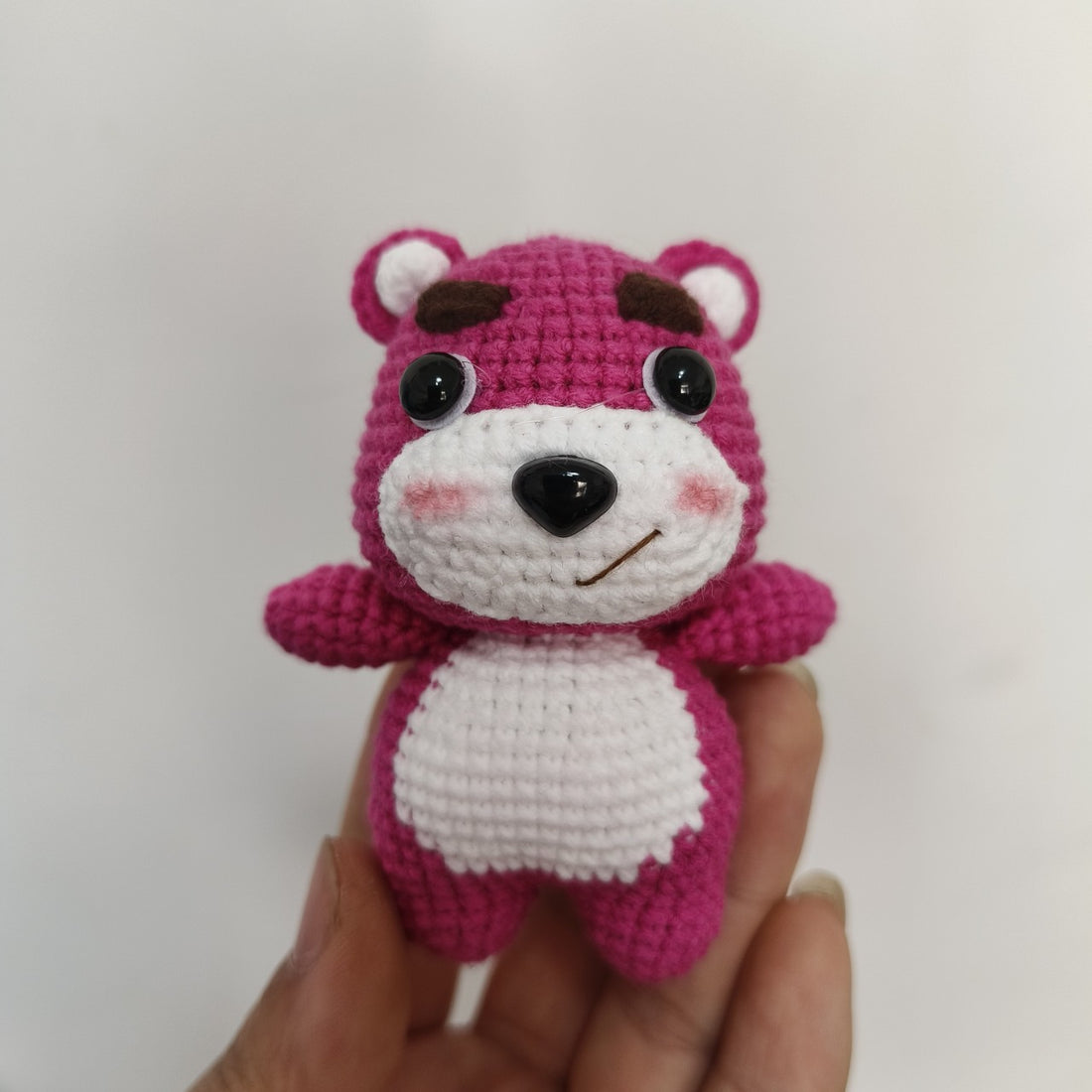 Finished Handmade Crochet Knitting Wool Doll Strawberry Bear Handmade Knitting Strawberry Bear Keychain Pendant Finished Product