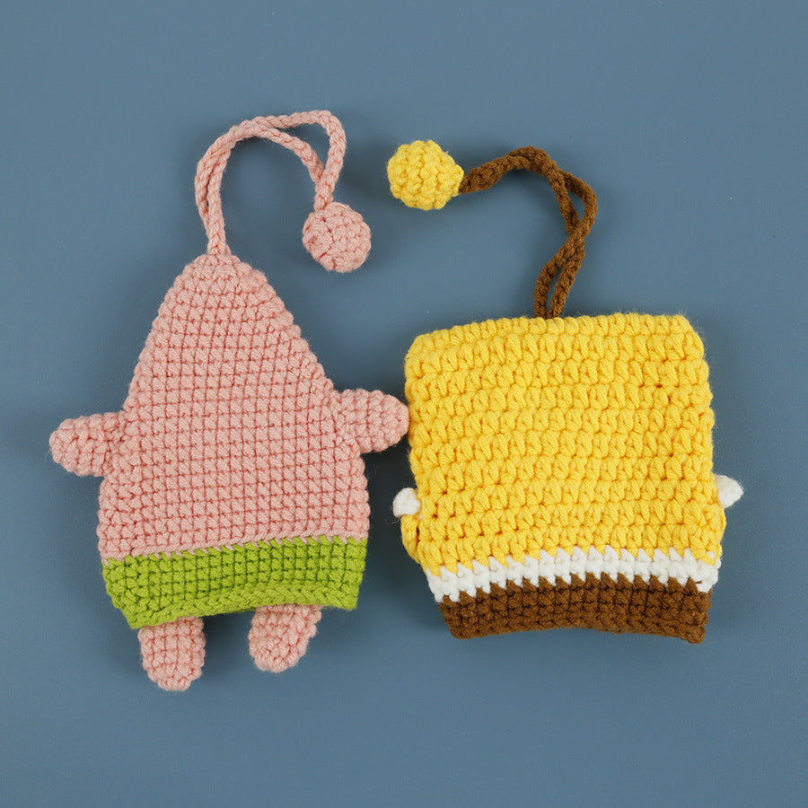 Cartoon Creative Hand Weaving Paida Star Key Case Sponge Baby Wool Crocheted Key Protector Finished Product