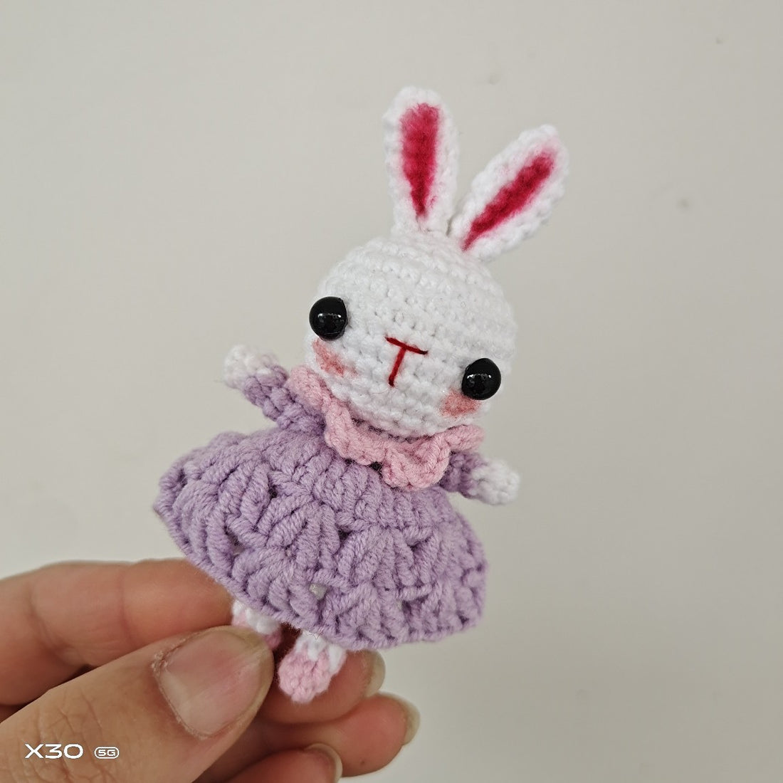 Finished Handmade Crochet Knitting Wool Doll Pendant Hand-Woven Yarn Doll Pendant Rabbit Pastoral Rabbit